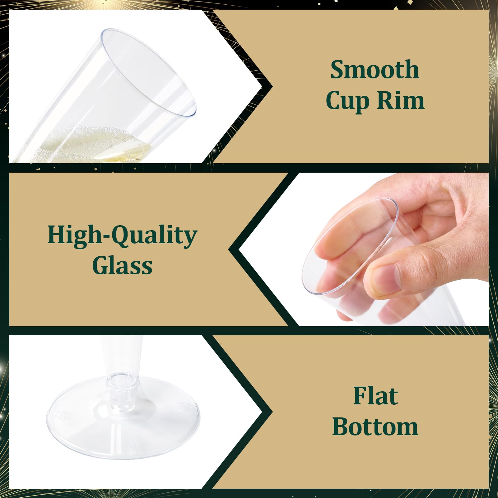 FocusLine clear champagne glasses blend with any color drink.