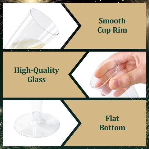 FocusLine clear champagne glasses blend with any color drink.