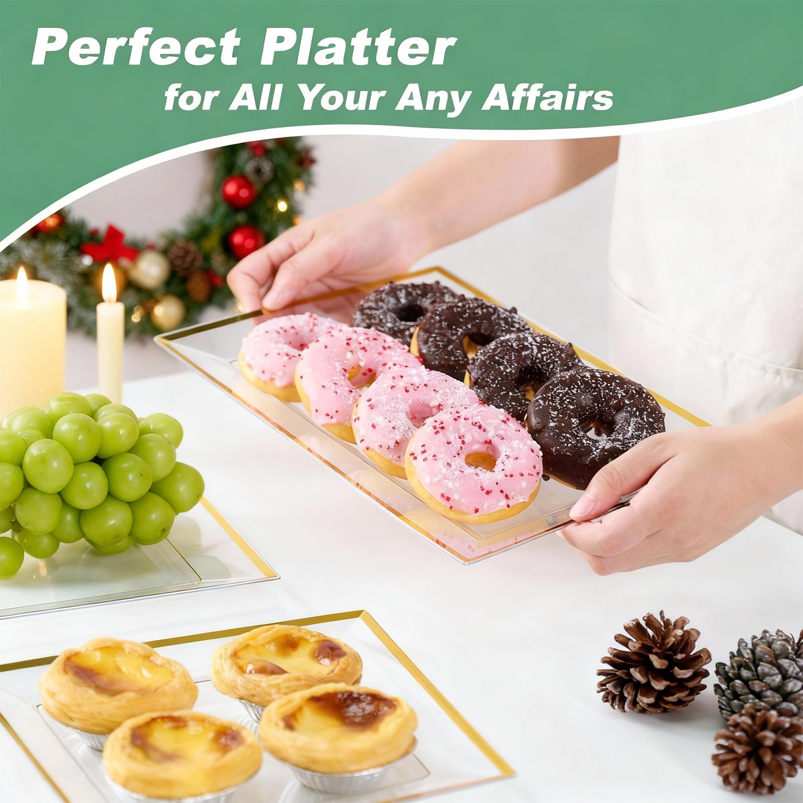 FOCUSLINE two-tone trays to match weddings, holidays, and gatherings.