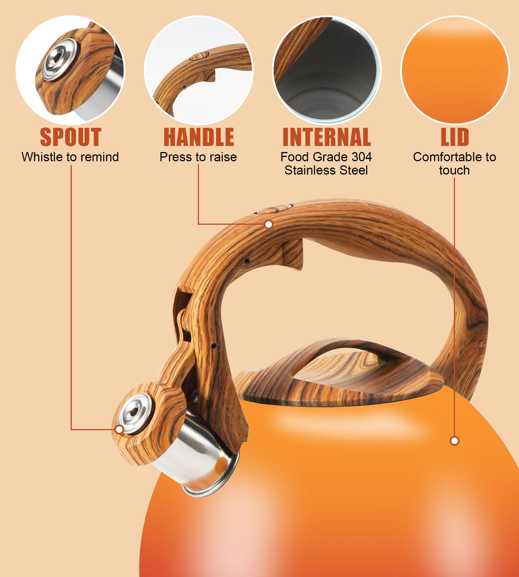Foedo induction-base kettle heats evenly on any stove