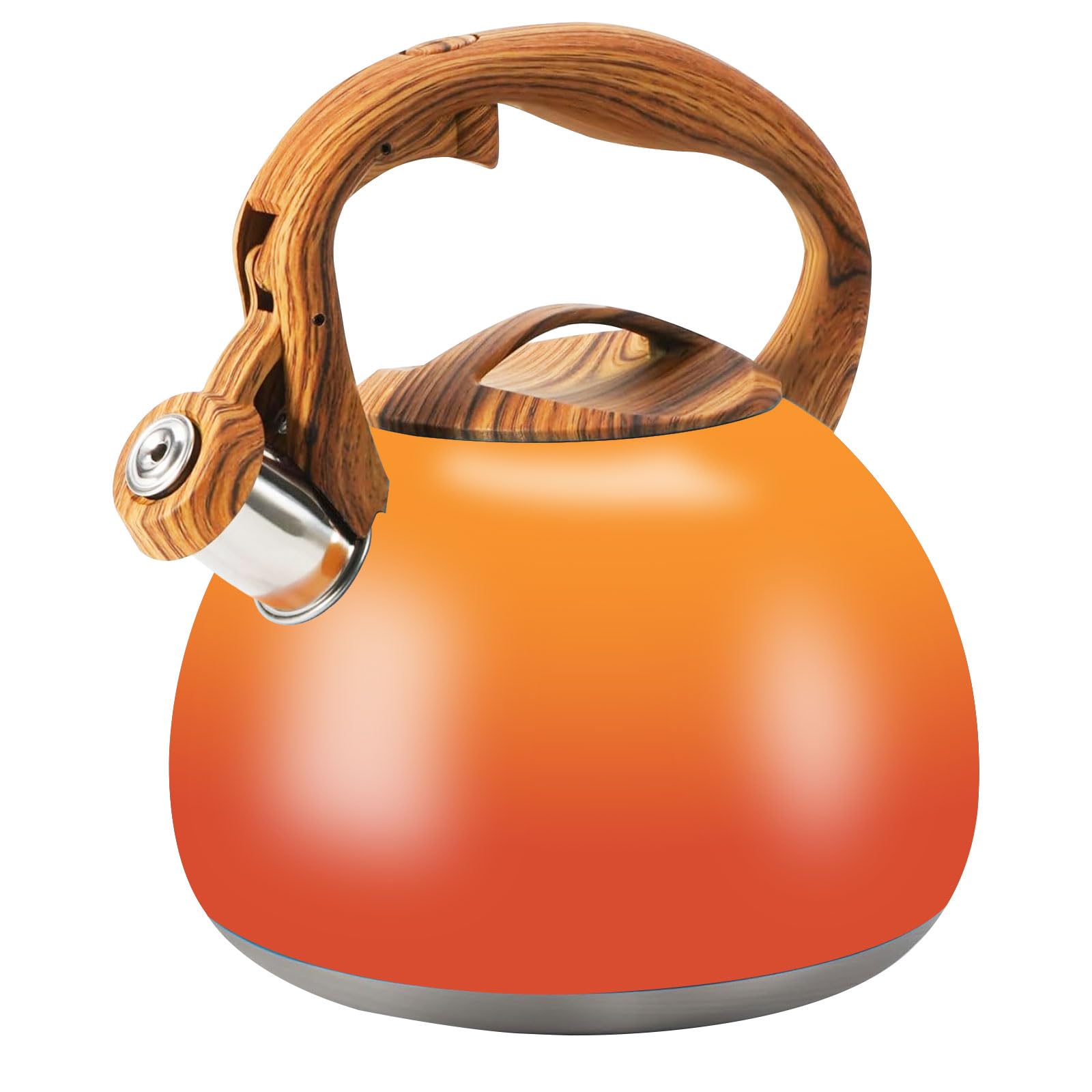 Foedo tea kettle with orange red gradient and loud whistle for quick hot water