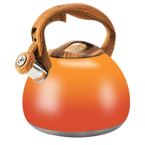 Foedo tea kettle with orange red gradient and loud whistle for quick hot water