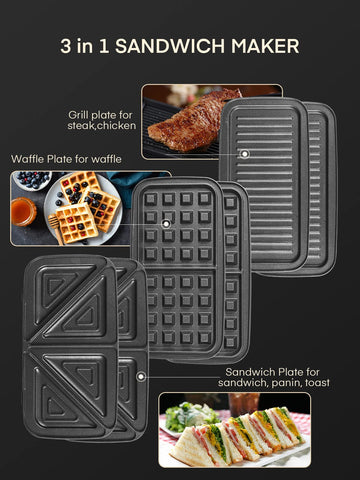 FOHERE 3-in-1 plates unlock sandwich, waffle, and grill versatility