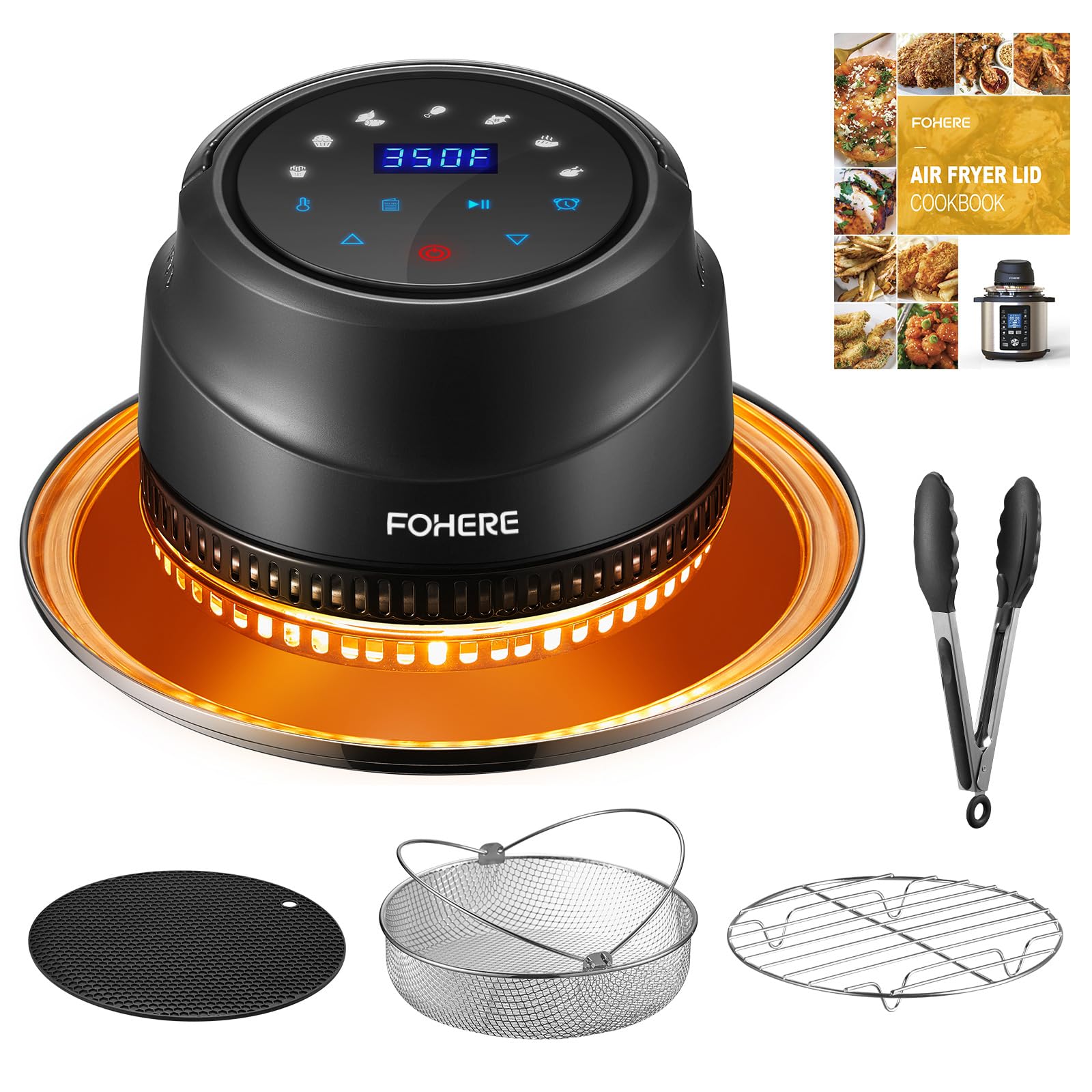 FOHERE air fryer lid for Instant Pot converts 6Qt/8Qt to air fryer.