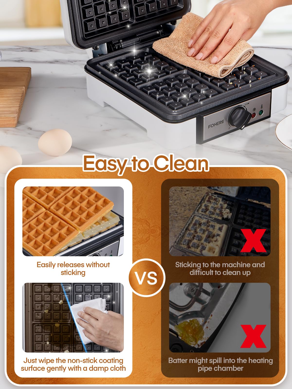 FOHERE integrated design avoids leaks for consistent baking results.