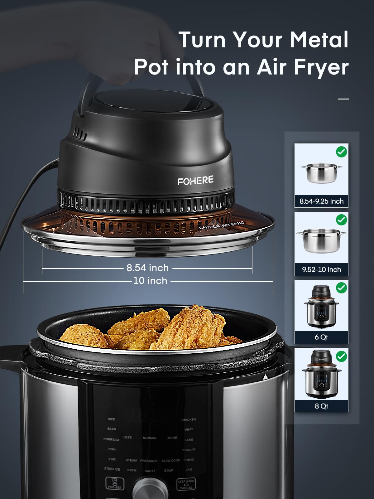FOHERE easy-clean lid for quick maintenance.