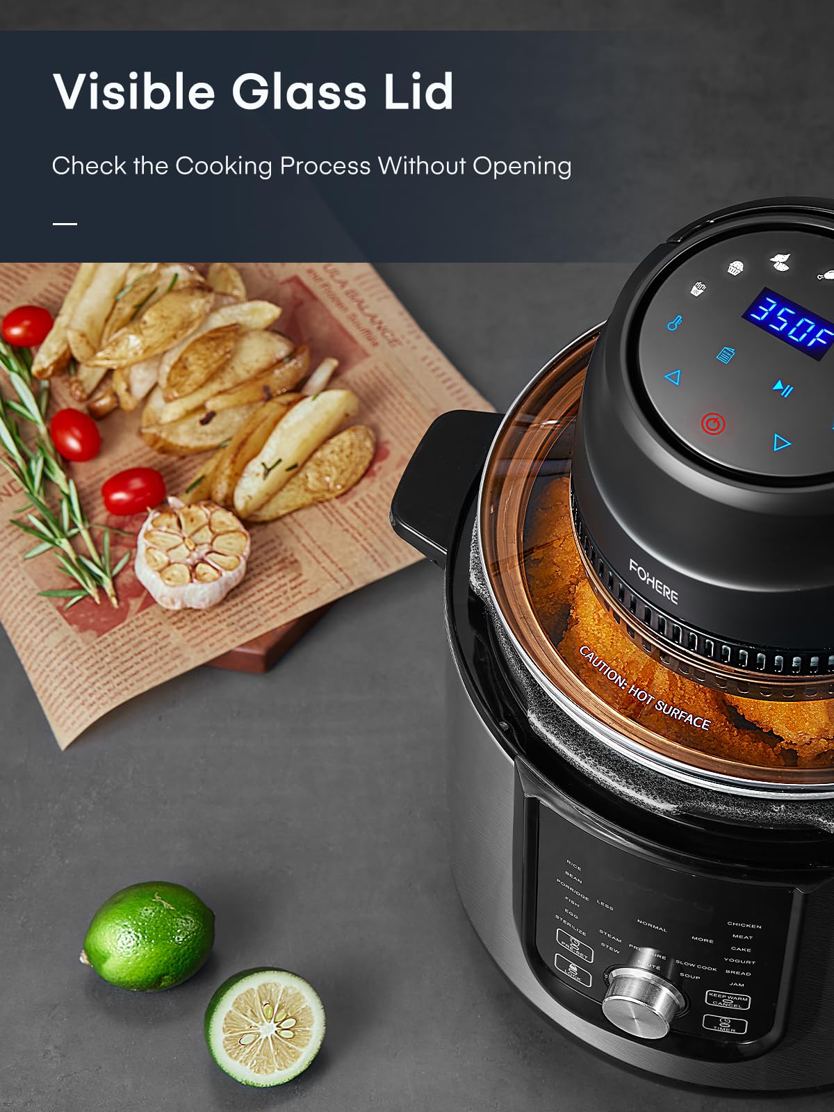 FOHERE glass lid lets you monitor cooking without lifting.