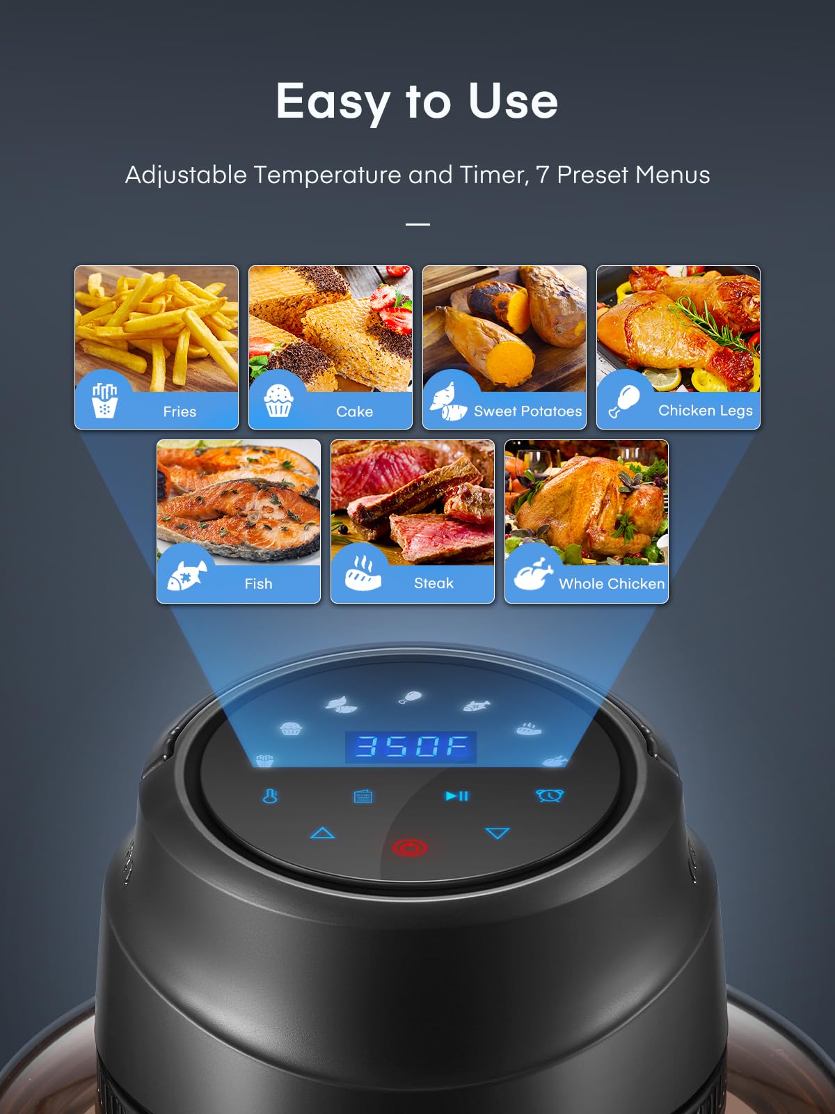 FOHERE LED touchscreen controls for quick presets.
