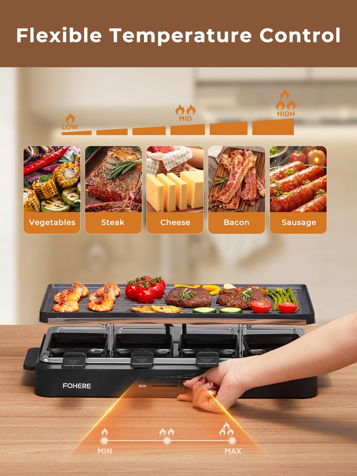 FOHERE Raclette pans-8 non-stick pans for personalized servings