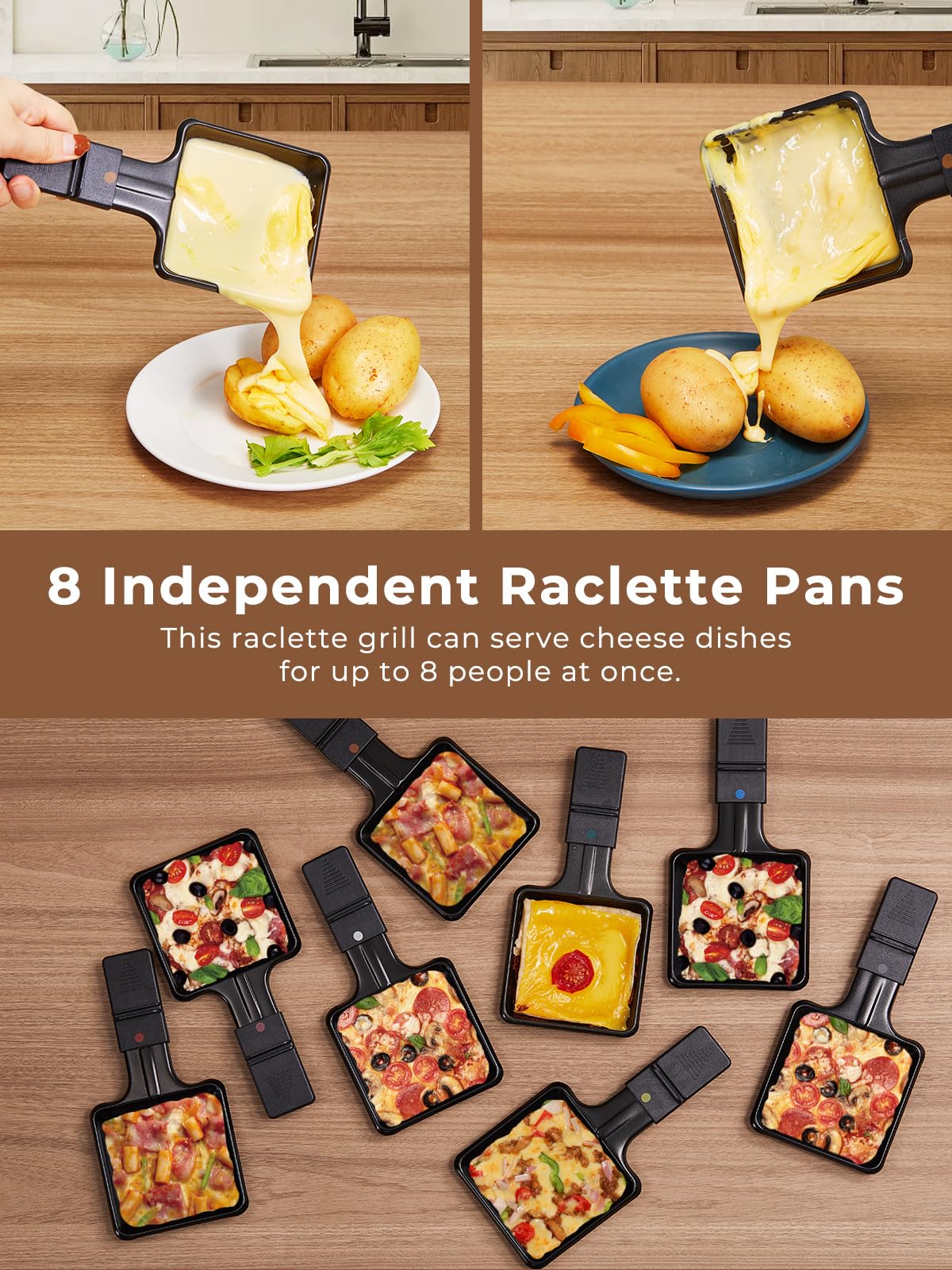 FOHERE spatulas-8 wooden tools for easy cheese melting