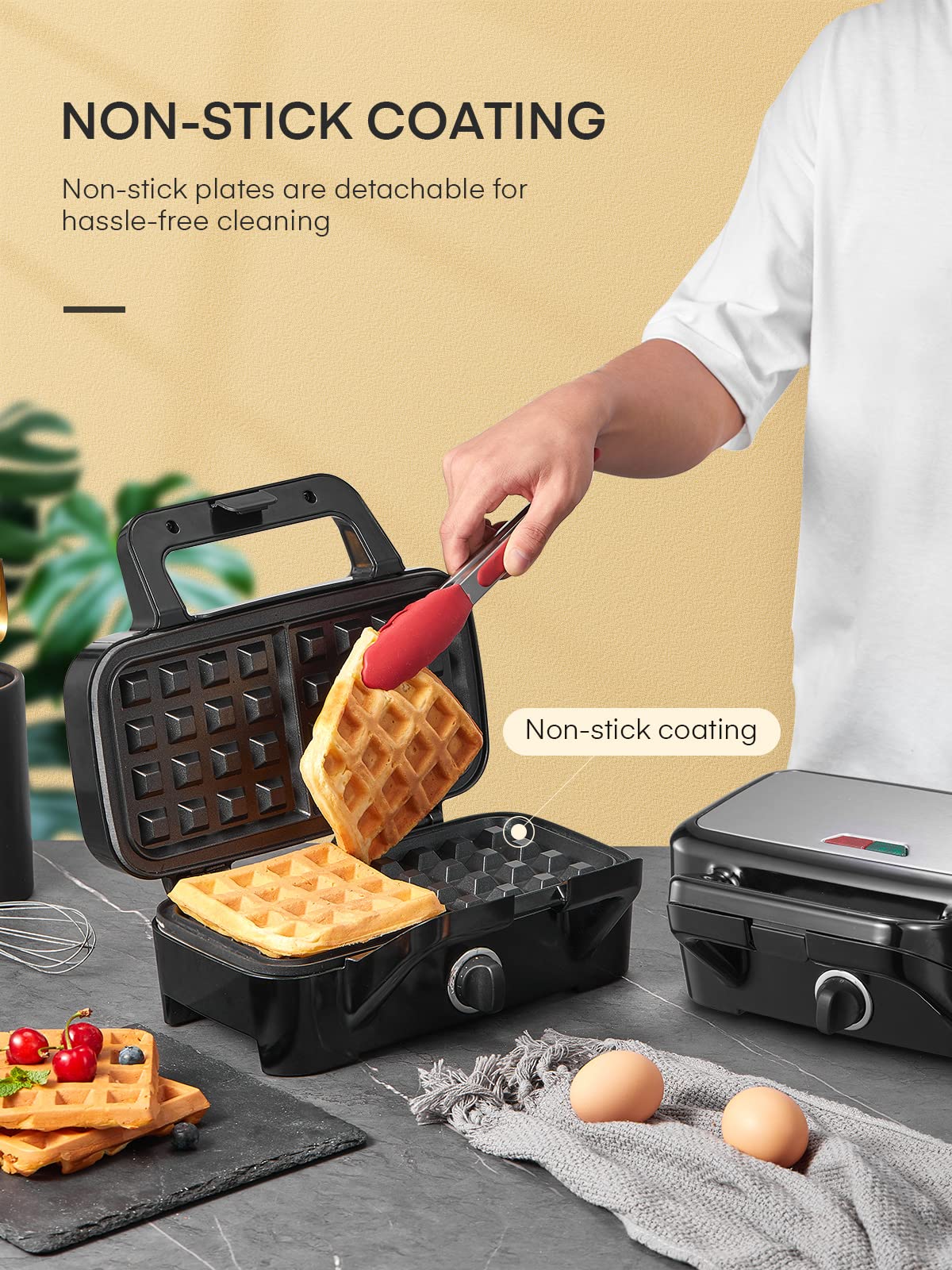 FOHERE in-use: sandwich, waffle, and grill options together