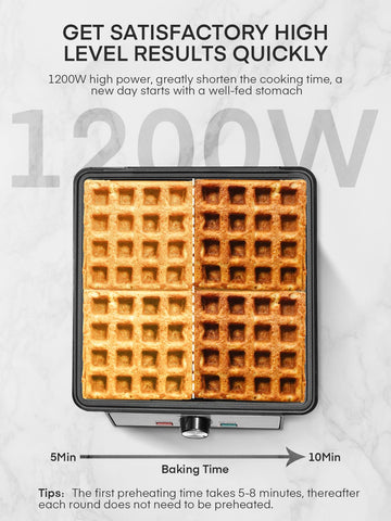 FOHERE waffle maker knob displaying five browning levels for customized texture.