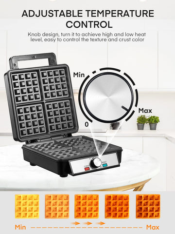 FOHERE waffle maker stainless steel body for durable, stylish kitchen appeal.