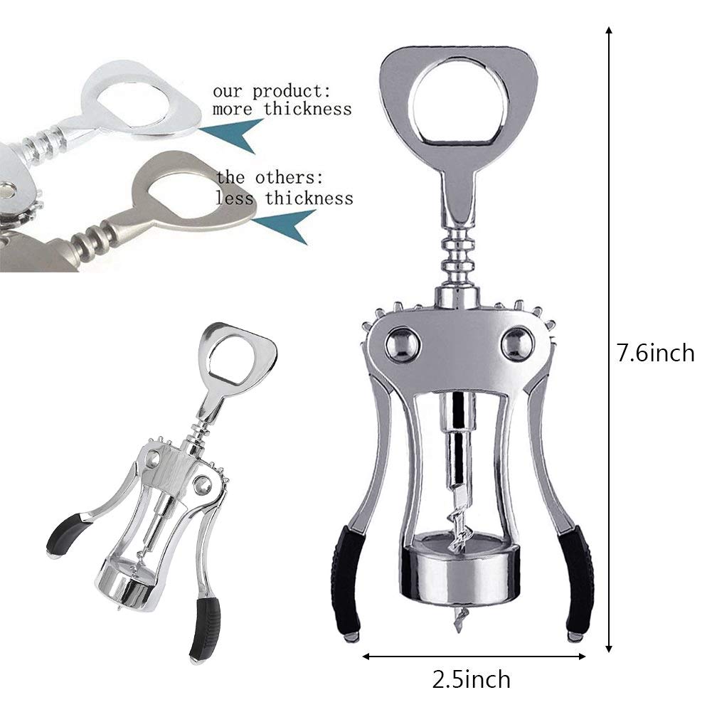 Foho chrome bottle stopper shown with corkscrew for preserving wine