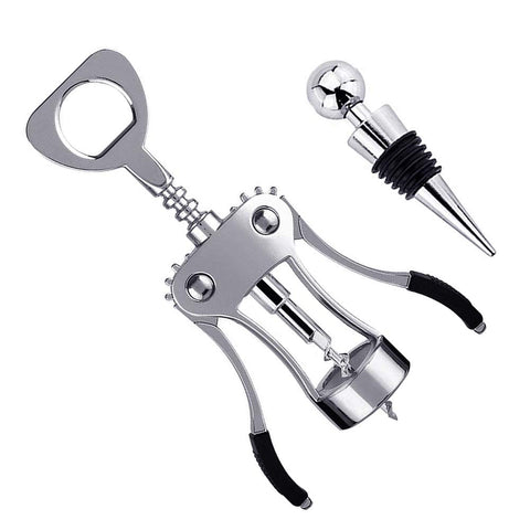 Foho wing corkscrew with stopper: ergonomic grip for smooth cork extraction