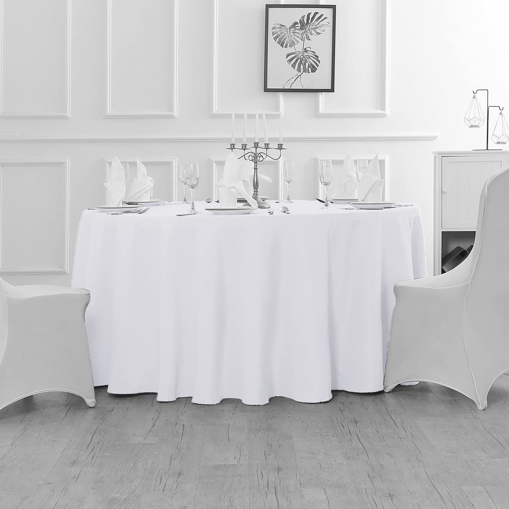 Fokitut 90 inch white round tablecloth machine washable and wrinkle resistant