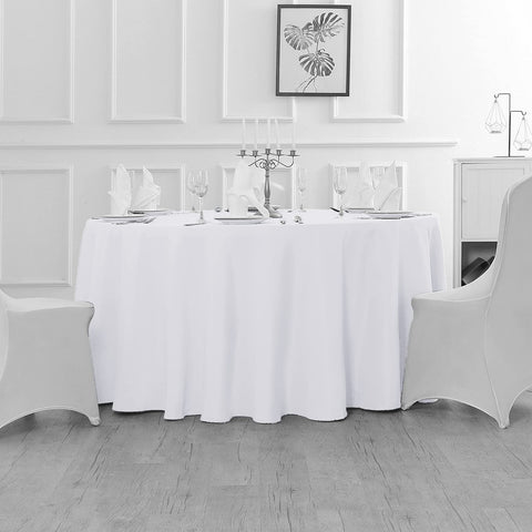 Fokitut 90 inch white round tablecloth machine washable and wrinkle resistant