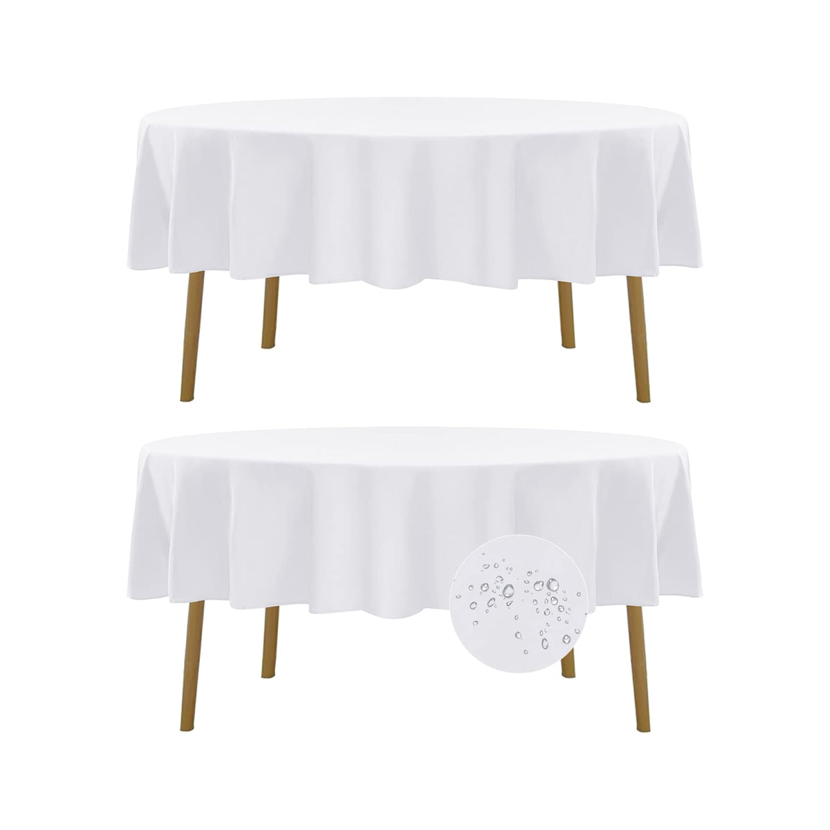 Fokitut round tablecloth 90inch white flatlay for elegant dining protection