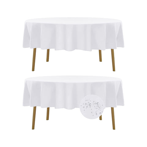 Fokitut round tablecloth 90inch white flatlay for elegant dining protection
