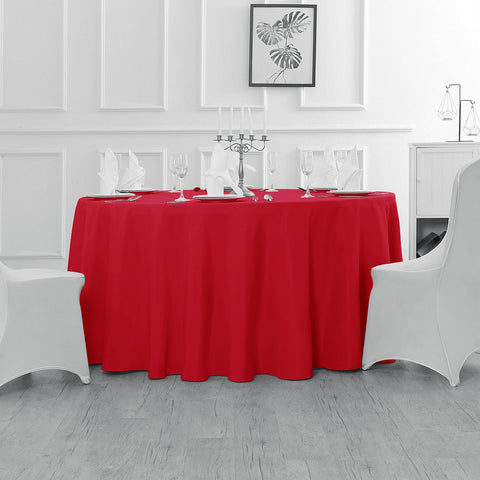 Fokitut round tablecloth suitable for weddings and dinner parties.