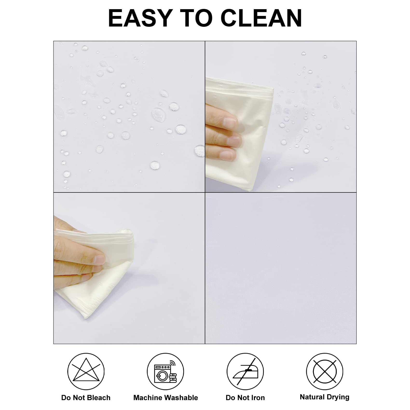 Fokitut stain-resistant square tablecloth keeps white color bright after use.