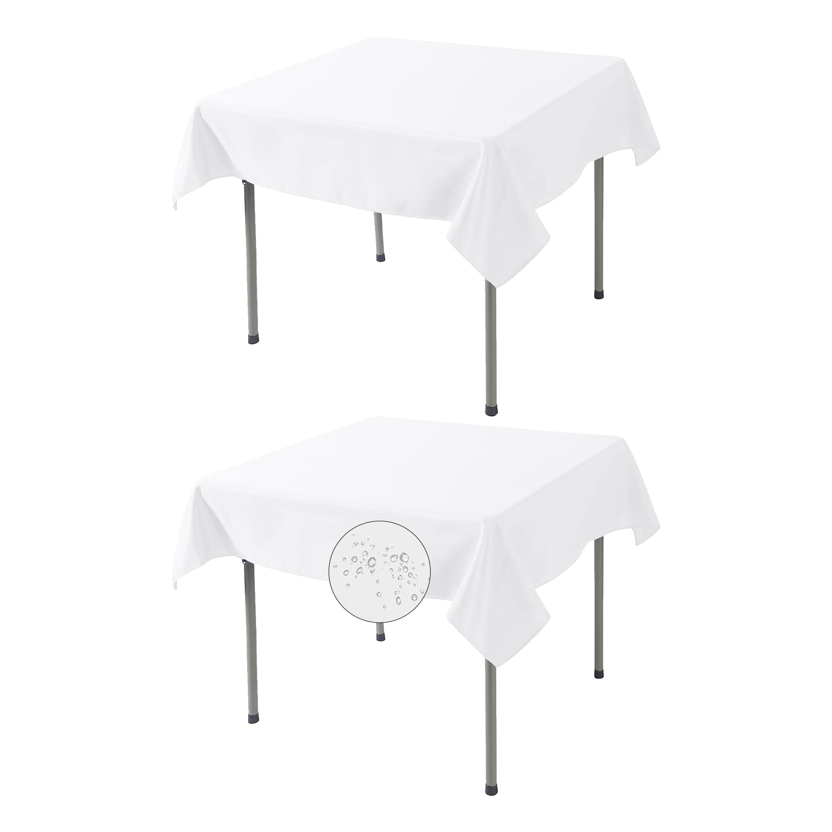 Fokitut waterproof square tablecloth 52x52 white protects surfaces from spills during meals.