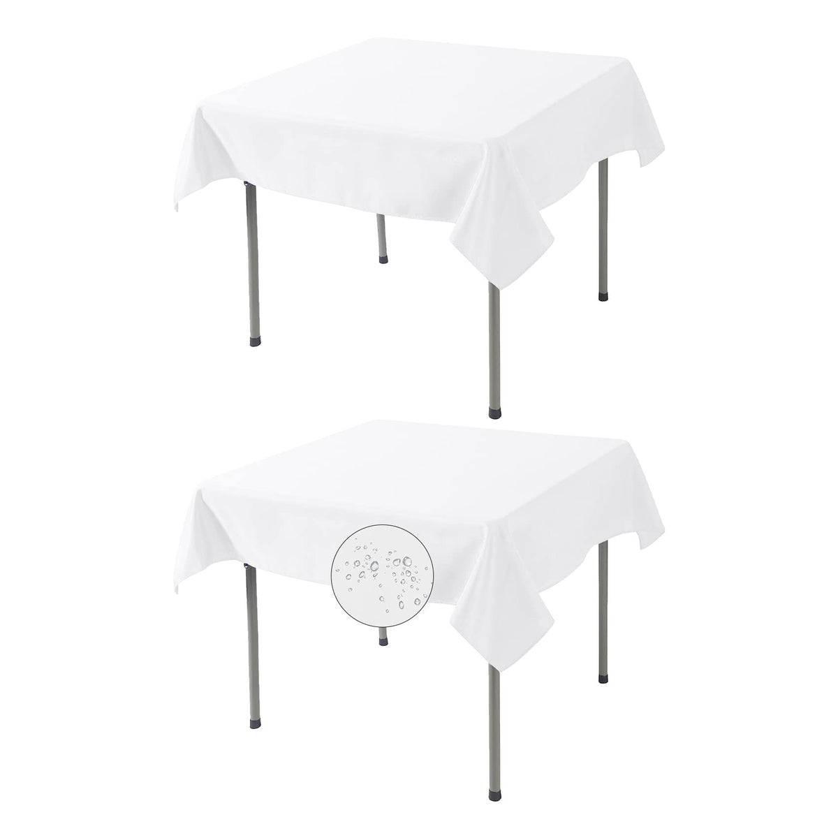 Fokitut waterproof square tablecloth 52x52 white protects surfaces from spills during meals.