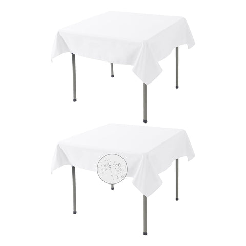 Fokitut waterproof square tablecloth 52x52 white protects surfaces from spills during meals.