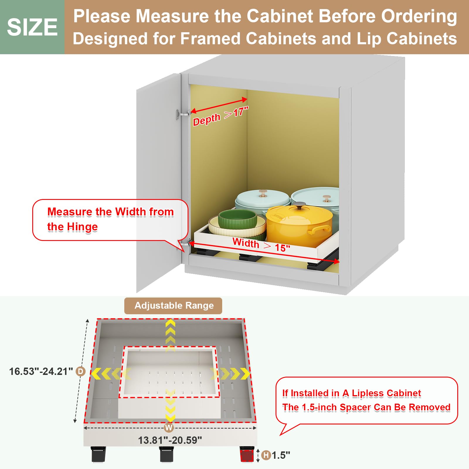 Fokyfok pull out cabinet organizer drawer action demonstrating smooth glide.