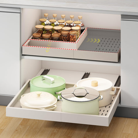 Fokyfok pull-out cabinet organizer with extendable rails for easier access in deep cabinets