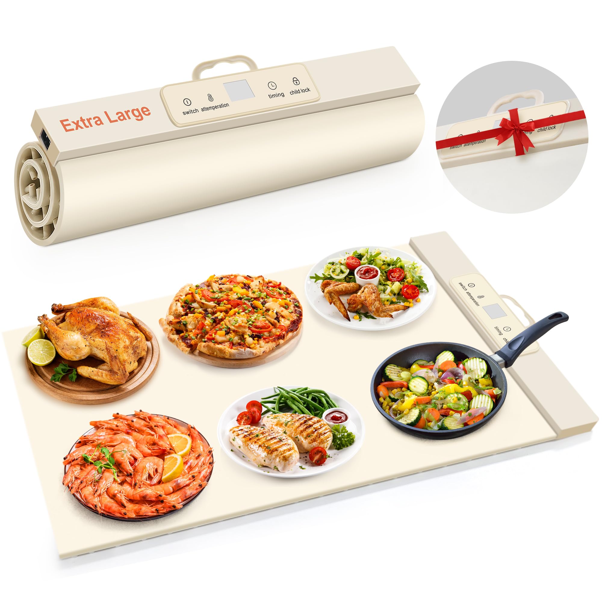 Fokzucyo food warming mat with full-surface heat for even warming