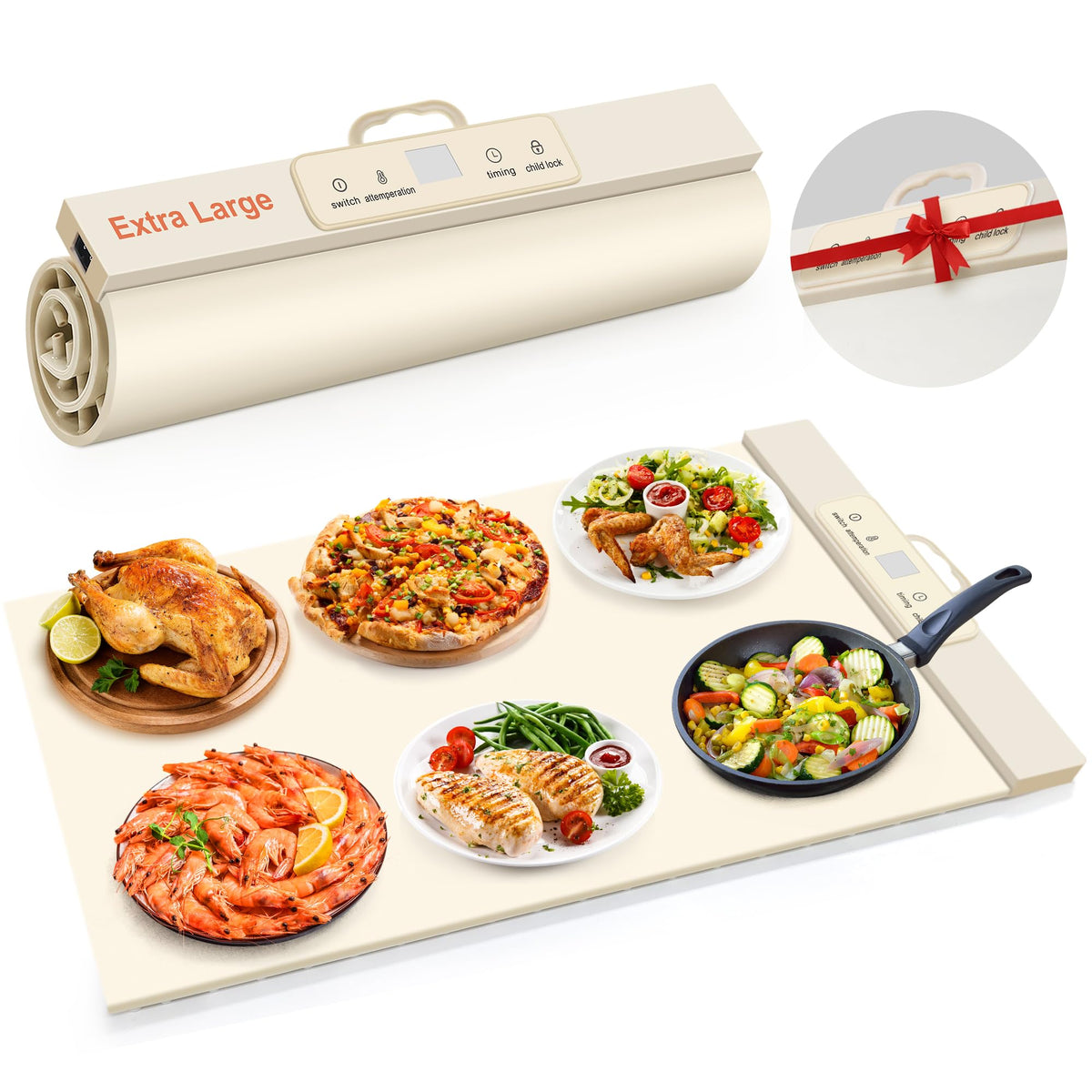 Fokzucyo food warming mat with full-surface heat for even warming