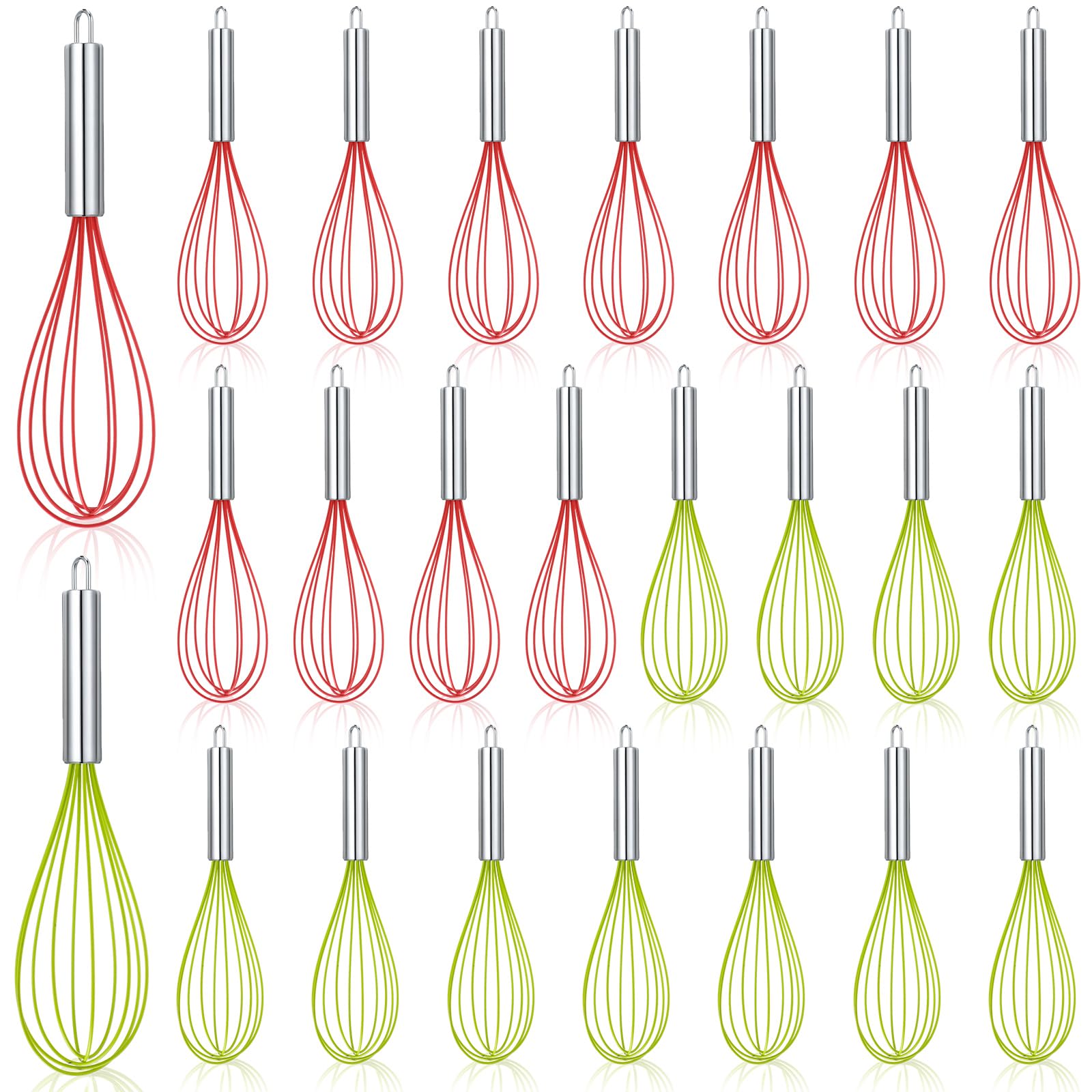 FoldTier 24-piece 12-inch silicone whisk set for durable batter mixing.