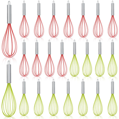 FoldTier 24-piece 12-inch silicone whisk set for durable batter mixing.