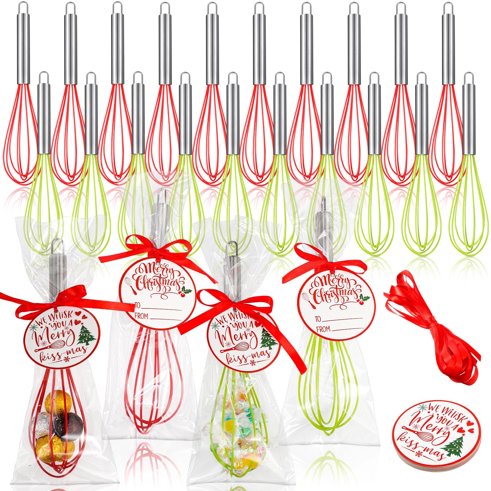 FoldTier 24-set 10-inch whisks in packaging, ideal for gifting and holiday prep.