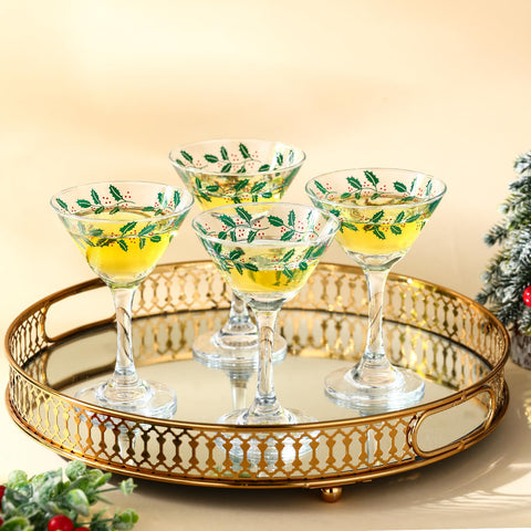 Clear FoldTier glass showcases bold red and green beverages beautifully.