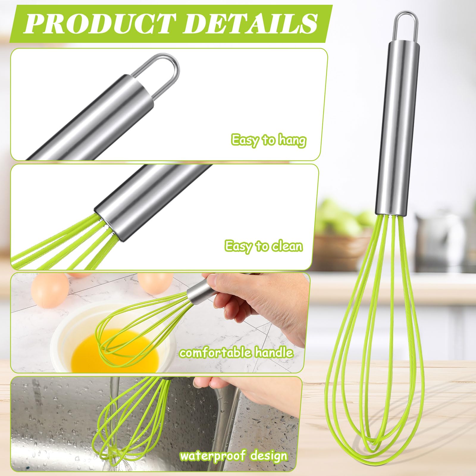 FoldTier silicone and stainless steel whisk close-up highlighting durable, heat-resistant construction.