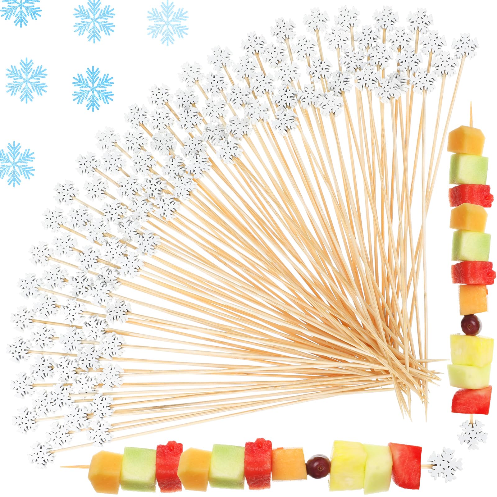 FoldTier snowflake cocktail pick 8in in white boosts presentation for drinks and appetizers
