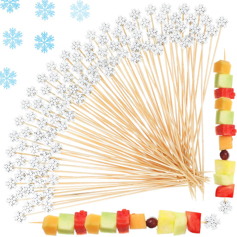 FoldTier snowflake cocktail pick 8in in white boosts presentation for drinks and appetizers