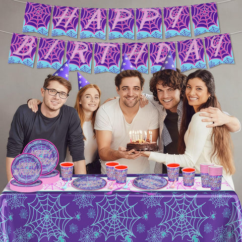 FoldTier spider napkins complete the spiderweb party look.