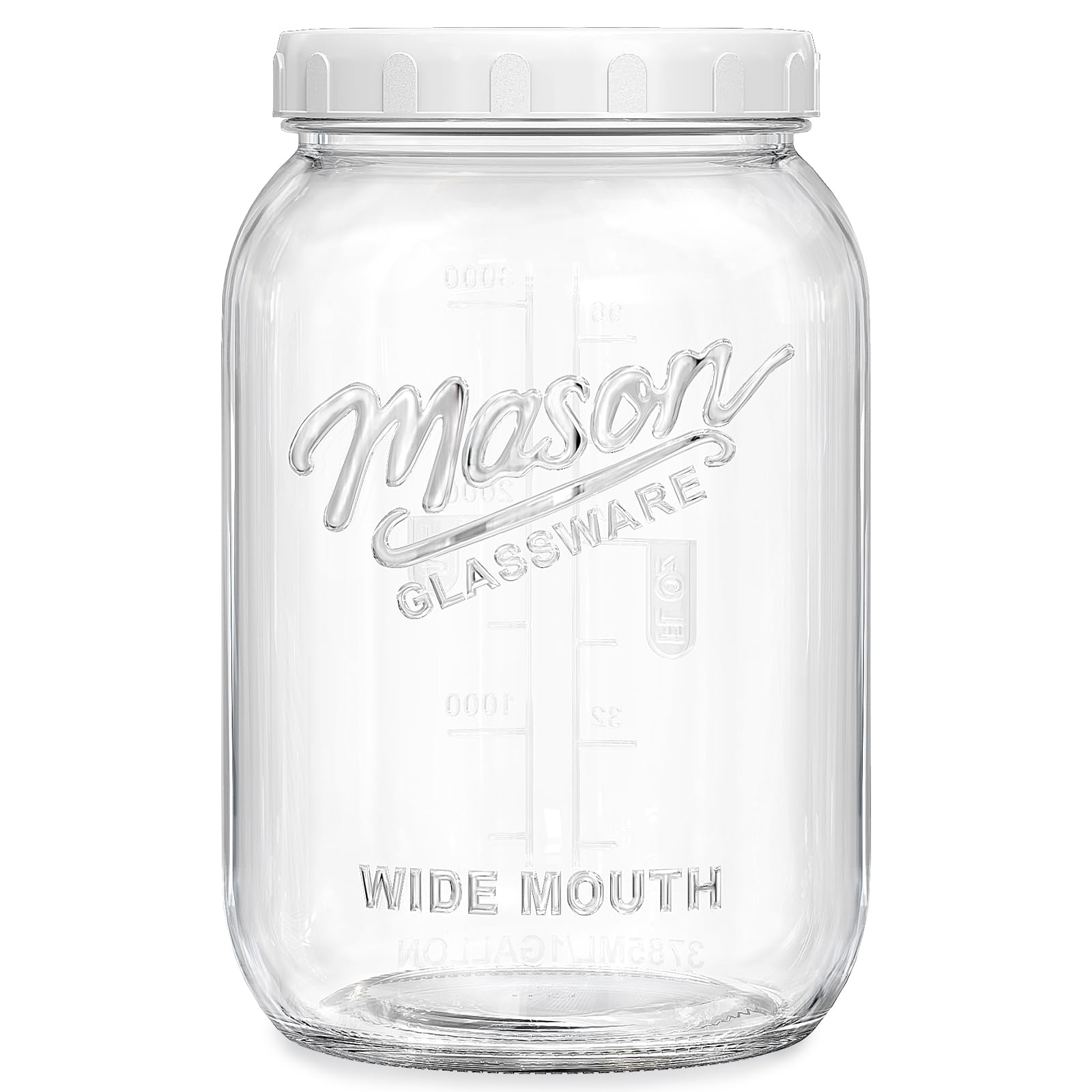 Folinstall 1 gallon glass jar with wide mouth and lid for easy filling