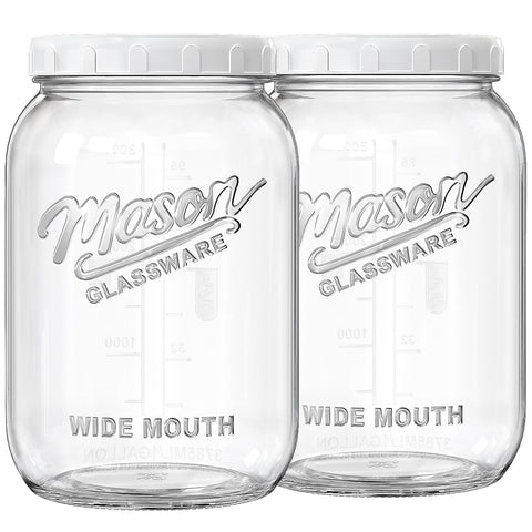 Folinstall 1 gallon wide-mouth jar with lid for easy pantry organization.