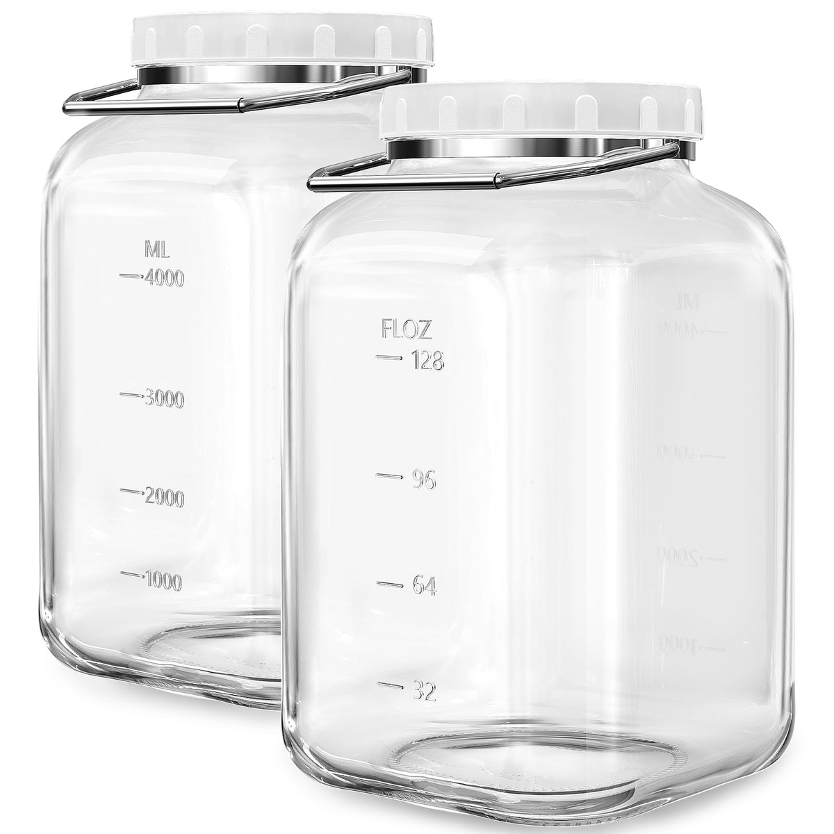 Folinstall 2 pack 1.5 gallon glass jars with wide mouth for easy filling