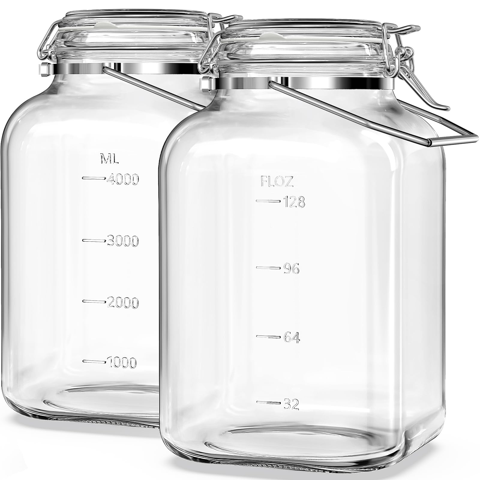 Folinstall 2-pack 1.5 gallon glass jars with clip lids, ideal for pantry organization and durable storage.