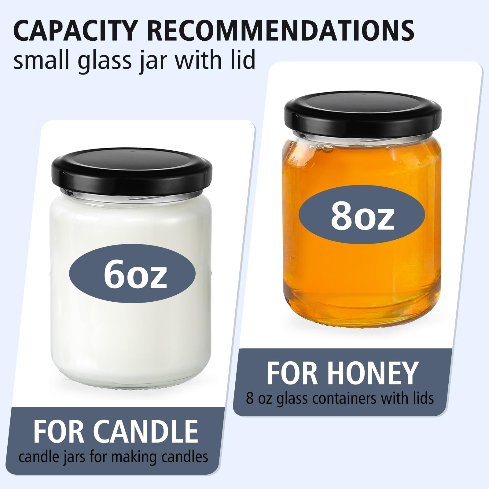 Folinstall jars with airtight screw lids preserve contents and easy opening.