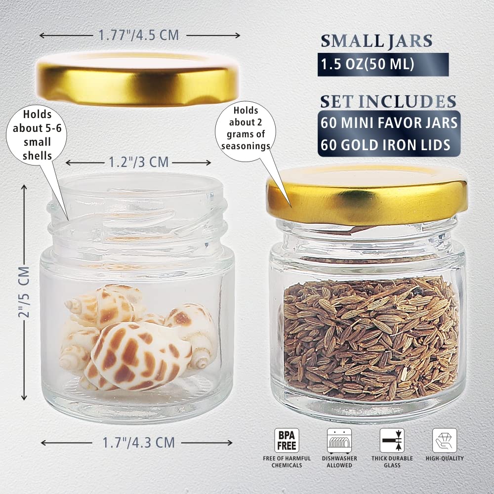 Folinstall jars with beads and spices arranged for easy storage and craft use.