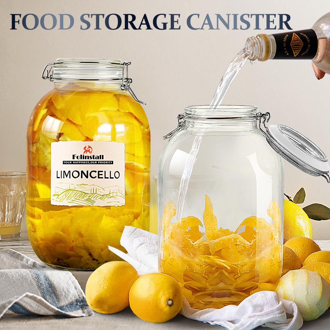 Folinstall wide-mouth jar for easy filling and cleaning