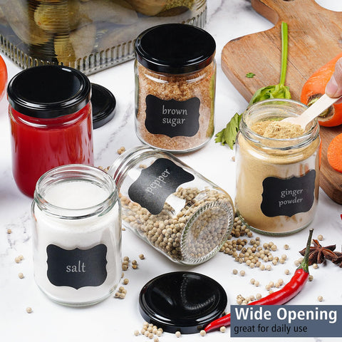 Folinstall glass canisters keep kitchen supplies organized and visible.