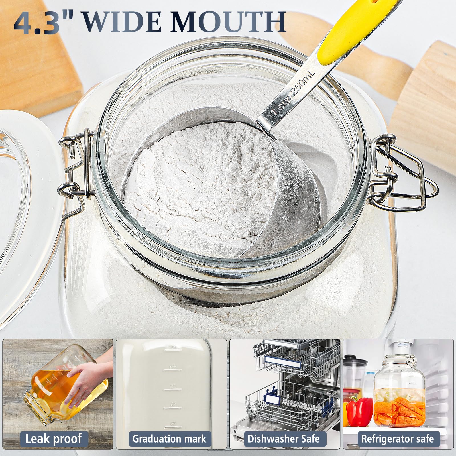 Folinstall jar with measurement marks for quick portion checks.