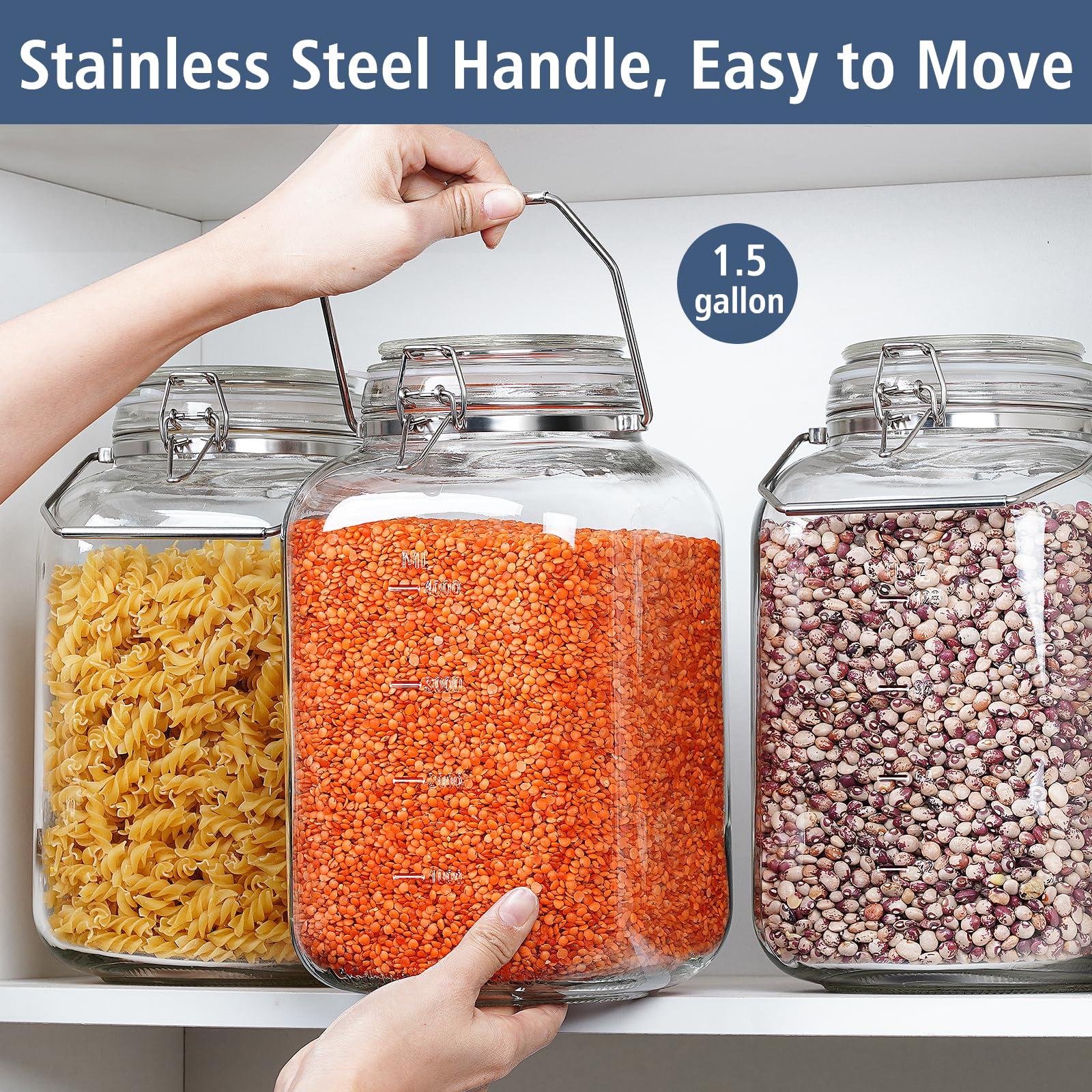 Folinstall pantry-organization jar arranged in a tidy kitchen shelf for bulk storage.